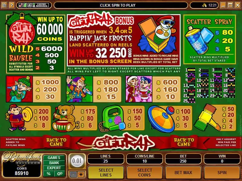 Gift Rap Fun Slot Game made by Microgaming with 5 Reel and 25 Line
