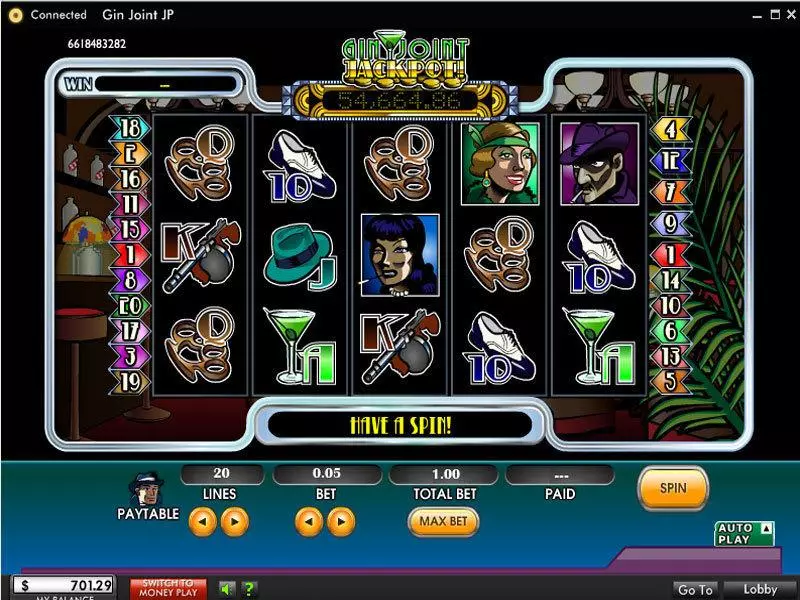 Gin Joint Jackpot Fun Slot Game made by 888 with 5 Reel and 20 Line