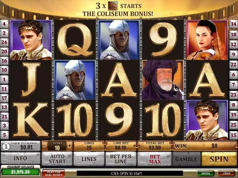 Gladiator Fun Slot Game made by PlayTech with 5 Reel and 25 Line