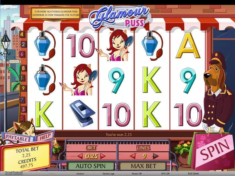 Glamour Puss Fun Slot Game made by bwin.party with 5 Reel and 9 Line