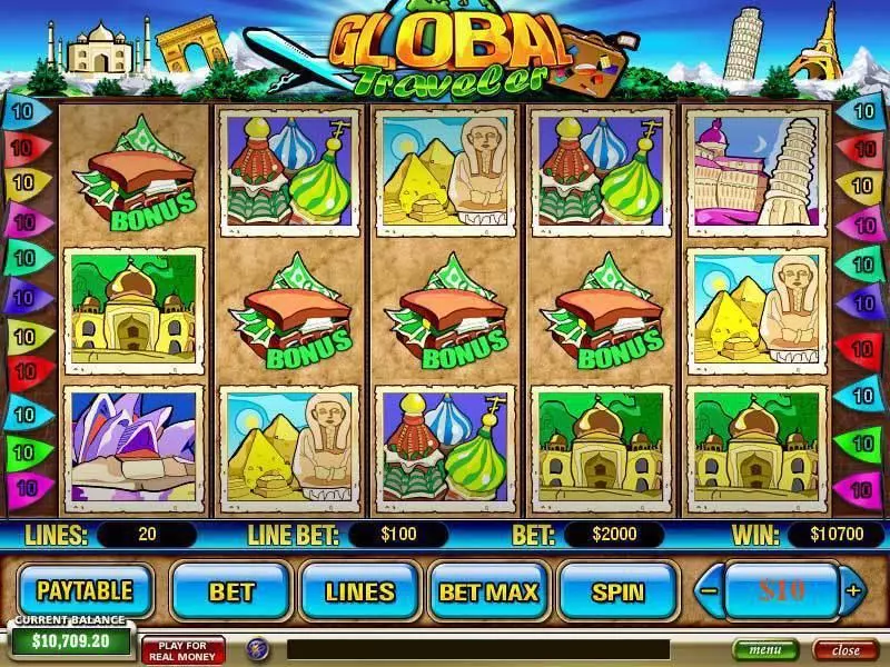 Global Traveler Fun Slot Game made by PlayTech with 5 Reel and 20 Line