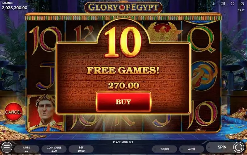Glory of Egypt Fun Slot Game made by Endorphina with 5 Reel and 10 Line