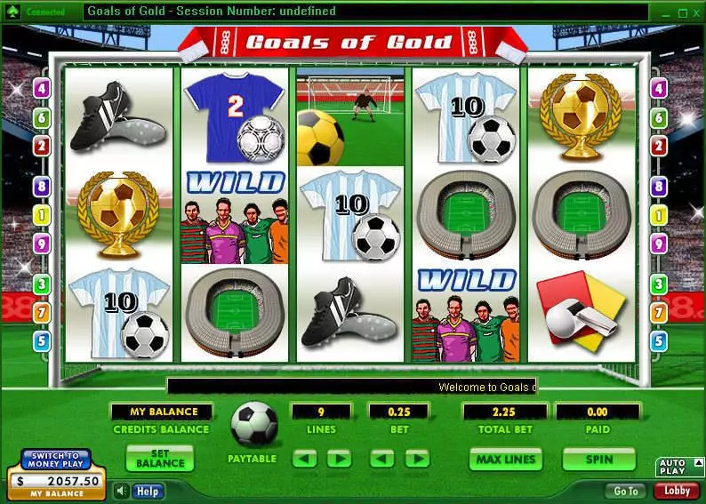 Goals of Gold Fun Slot Game made by 888 with 5 Reel and 9 Line