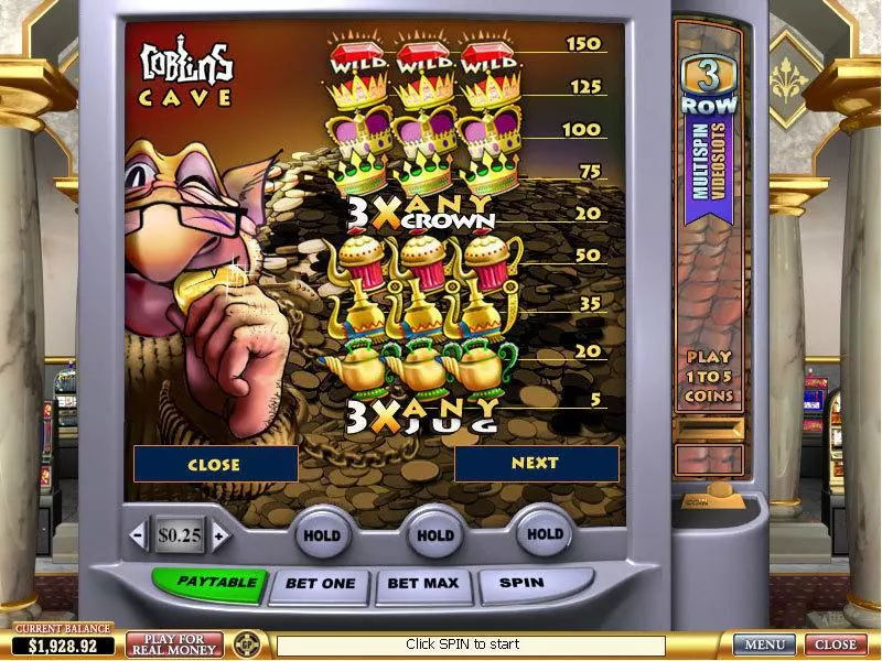 Goblin's Cave Fun Slot Game made by PlayTech with 3 Reel and 3 Line
