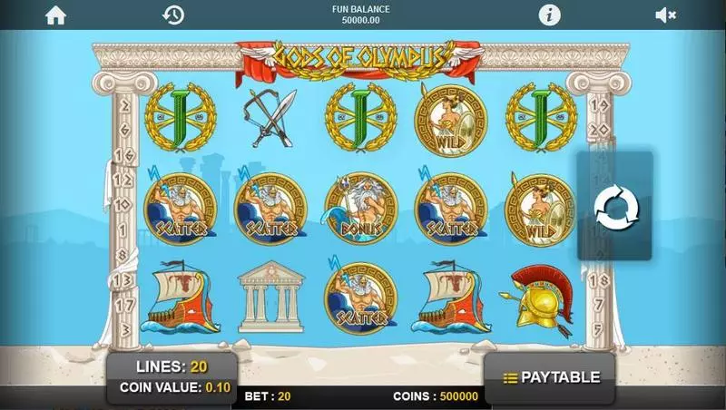 Gods of Olympus Fun Slot Game made by 1x2 Gaming with 5 Reel and 25 Line