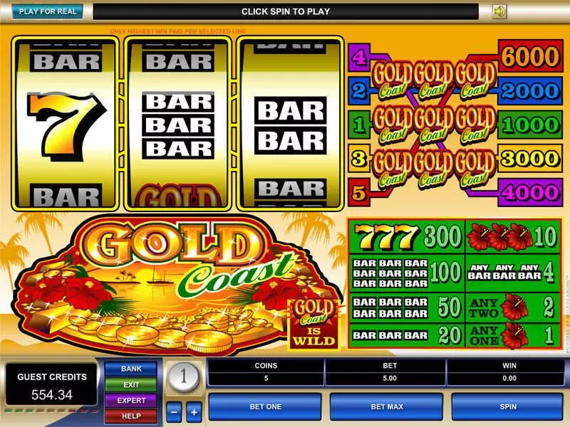 Gold Coast Fun Slot Game made by Microgaming with 3 Reel and 5 Line