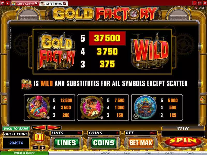 Gold Factory Fun Slot Game made by Microgaming with 5 Reel and 50 Line