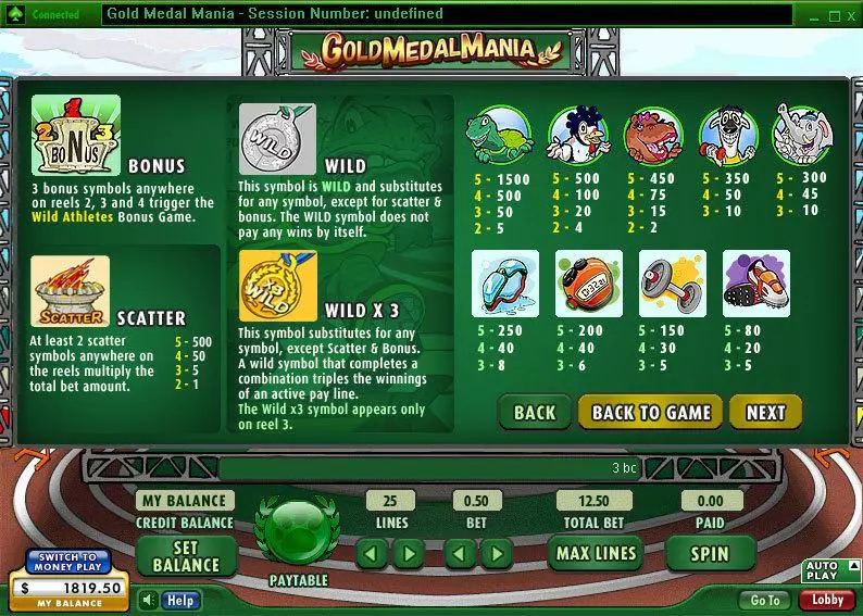 Gold Medal Mania Fun Slot Game made by 888 with 5 Reel and 25 Line