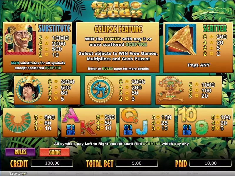 Gold of the Gods Fun Slot Game made by bwin.party with 5 Reel and 20 Line