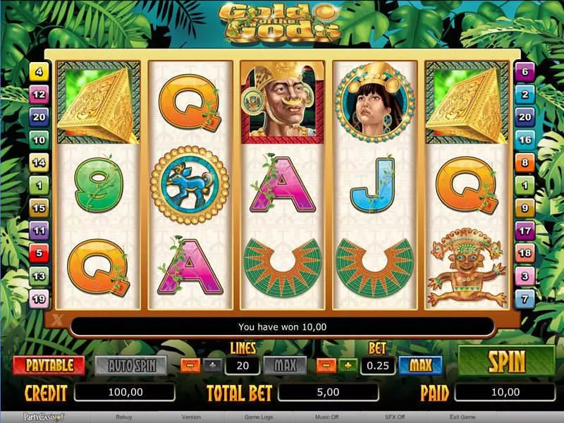 Gold of the Gods Fun Slot Game made by bwin.party with 5 Reel and 20 Line