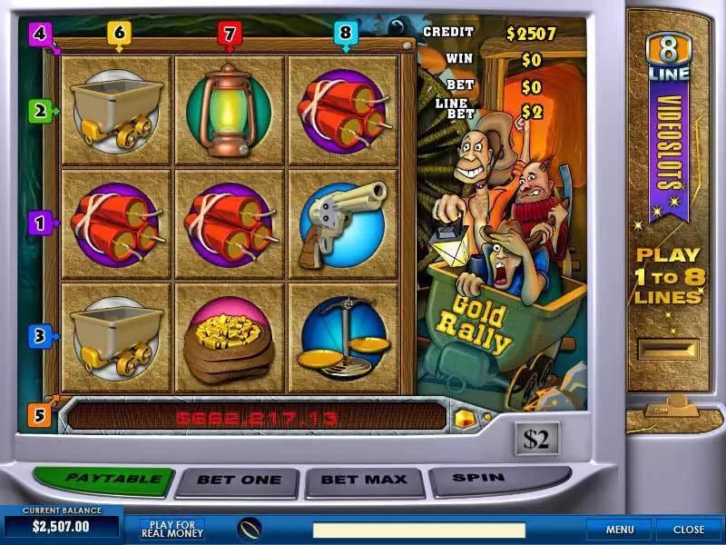 Gold Rally 8 Line Fun Slot Game made by PlayTech with 3 Reel and 8 Line