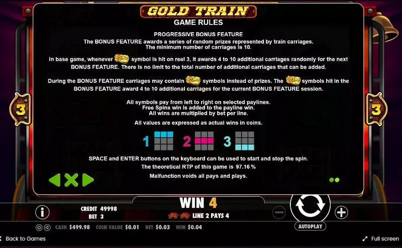 Gold Train Fun Slot Game made by Pragmatic Play with 3 Reel and 3 Line