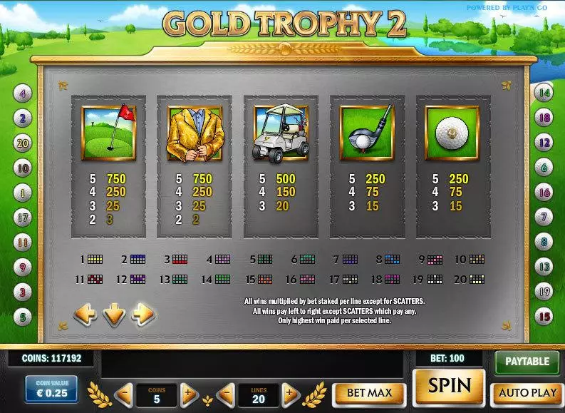 Gold Trophy 2 Fun Slot Game made by Play'n GO with 5 Reel and 20 Line