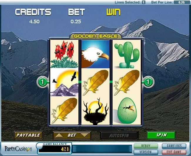 Golden Eagle Fun Slot Game made by bwin.party with 3 Reel and 1 Line