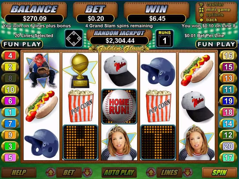 Golden Glove Fun Slot Game made by RTG with 5 Reel and 20 Line