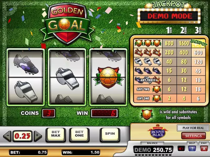Golden Goal Fun Slot Game made by Play'n GO with 3 Reel and 1 Line