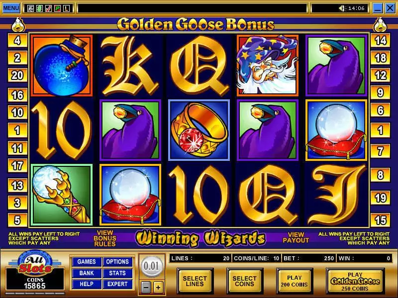 Golden Goose - Winning Wizards Fun Slot Game made by Microgaming with 5 Reel and 20 Line