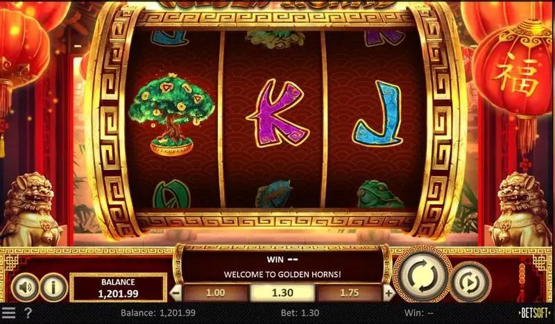 Golden Horns Fun Slot Game made by BetSoft with 3 Reel and 1 Line