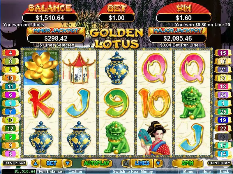 Golden Lotus Fun Slot Game made by RTG with 5 Reel and 25 Line