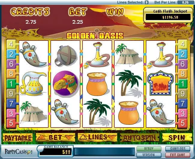 Golden Oasis Fun Slot Game made by bwin.party with 5 Reel and 9 Line