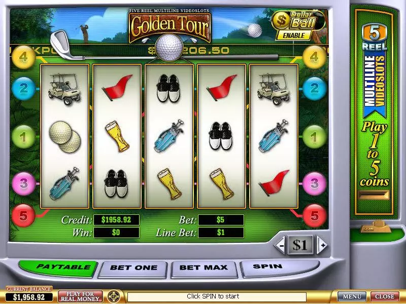 Golden Tour Fun Slot Game made by PlayTech with 5 Reel and 5 Line