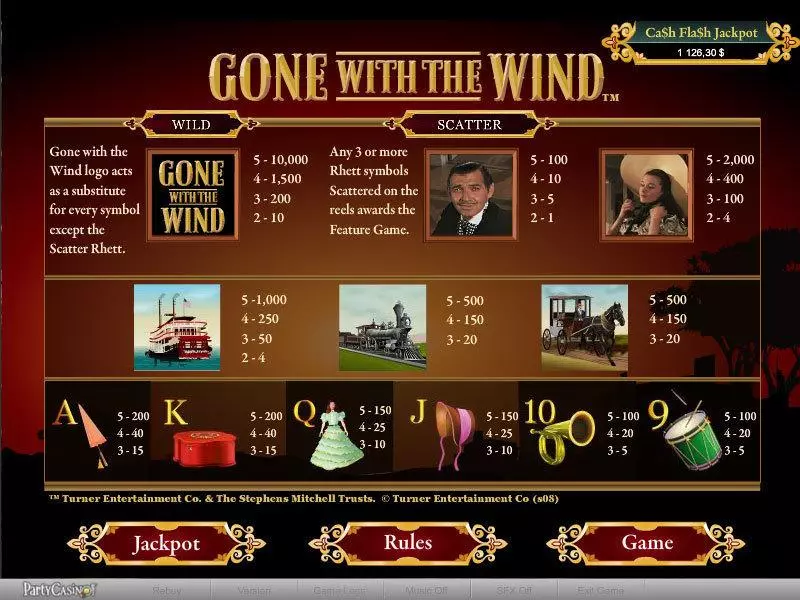 Gone With The Wind Fun Slot Game made by bwin.party with 5 Reel and 20 Line
