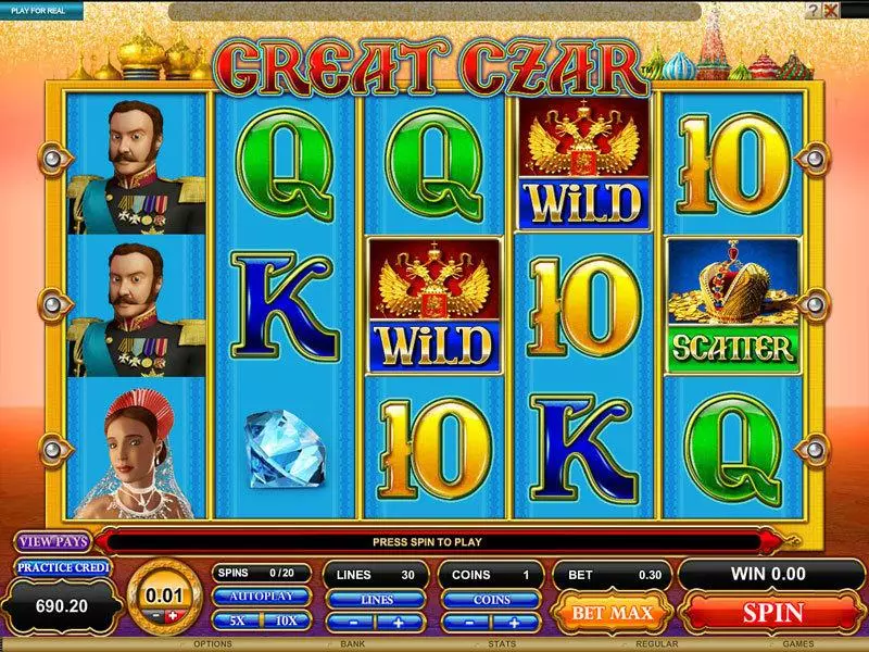 Great Czar Fun Slot Game made by Microgaming with 5 Reel and 30 Line