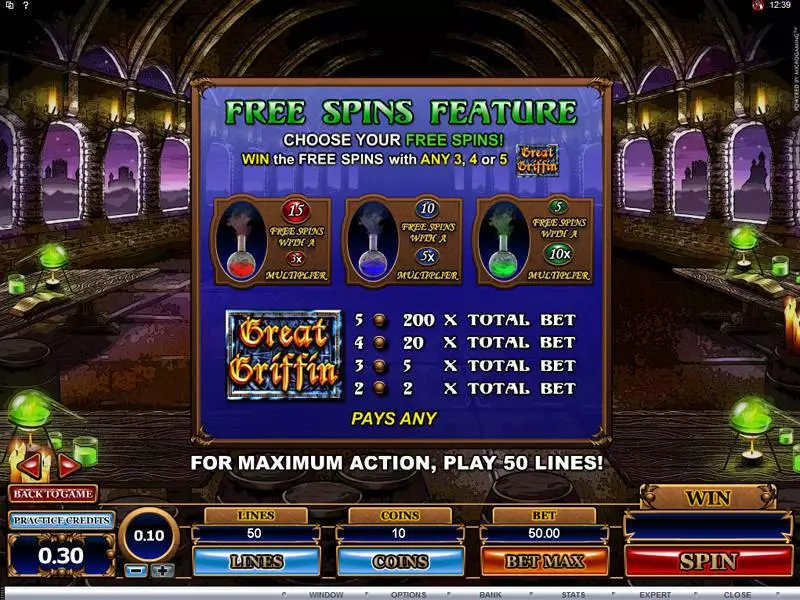 Great Griffin Fun Slot Game made by Microgaming with 5 Reel and 50 Line