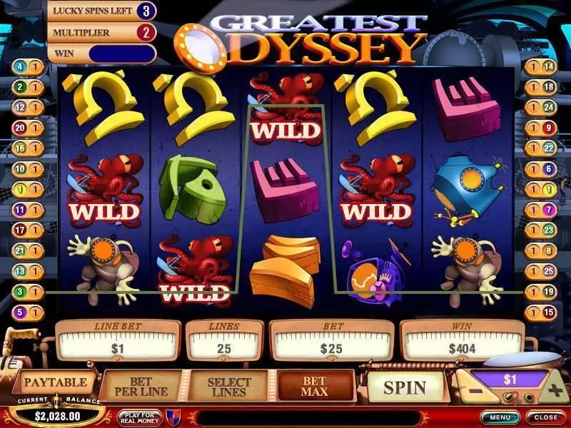 Greatest Odyssey Fun Slot Game made by PlayTech with 5 Reel and 25 Line