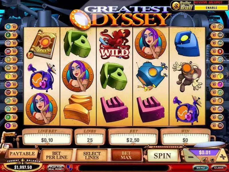 Greatest Odyssey Fun Slot Game made by PlayTech with 5 Reel and 25 Line