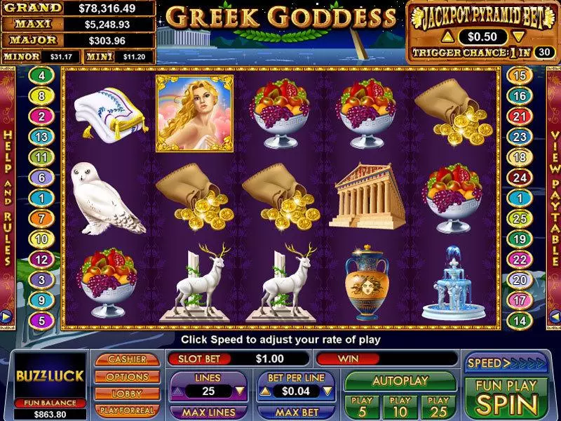 Greek Goddess Fun Slot Game made by NuWorks with 5 Reel and 25 Line