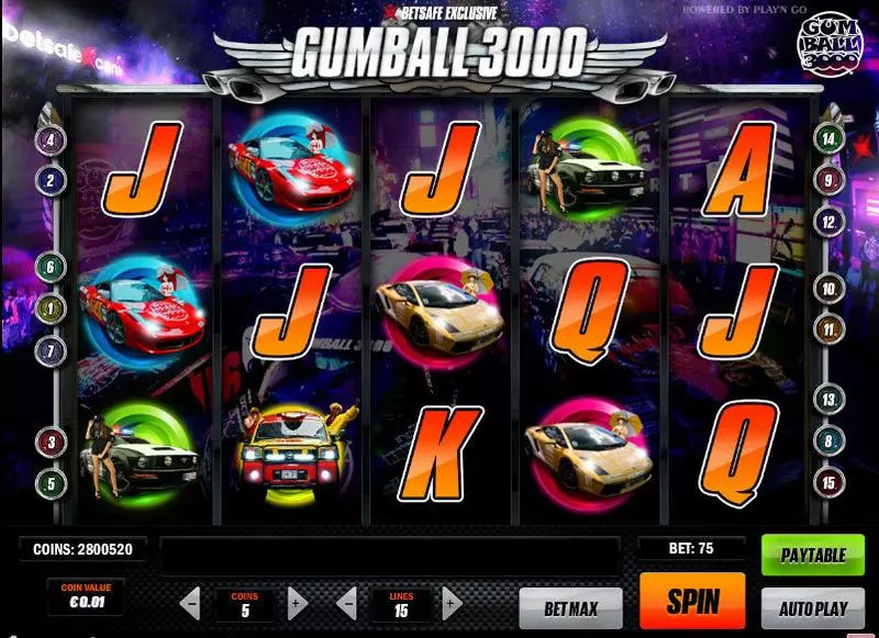 Gumball 3000 Fun Slot Game made by Play'n GO with 5 Reel and 15 Line