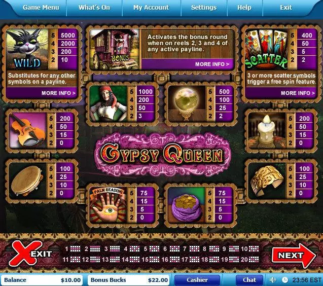 Gypsy Queen Fun Slot Game made by Leap Frog with 5 Reel and 20 Line