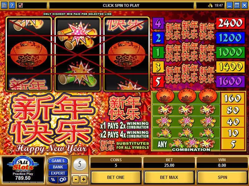 Happy New Year Fun Slot Game made by Microgaming with 3 Reel and 5 Line