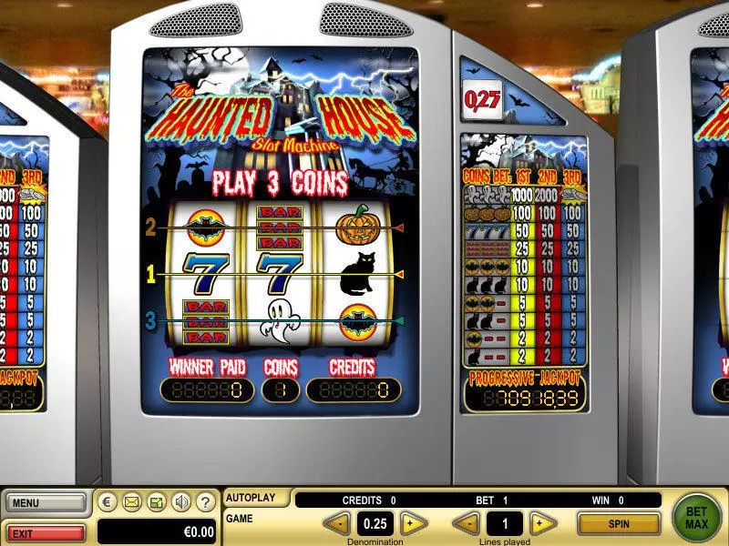 Haunted House Fun Slot Game made by GTECH with 3 Reel and 3 Line