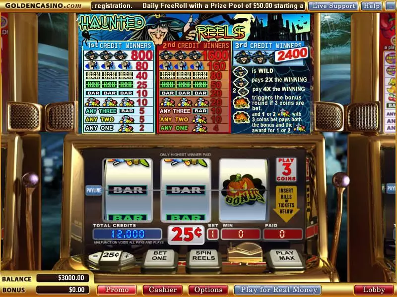 Haunted Reels Fun Slot Game made by Vegas Technology with 3 Reel and 1 Line
