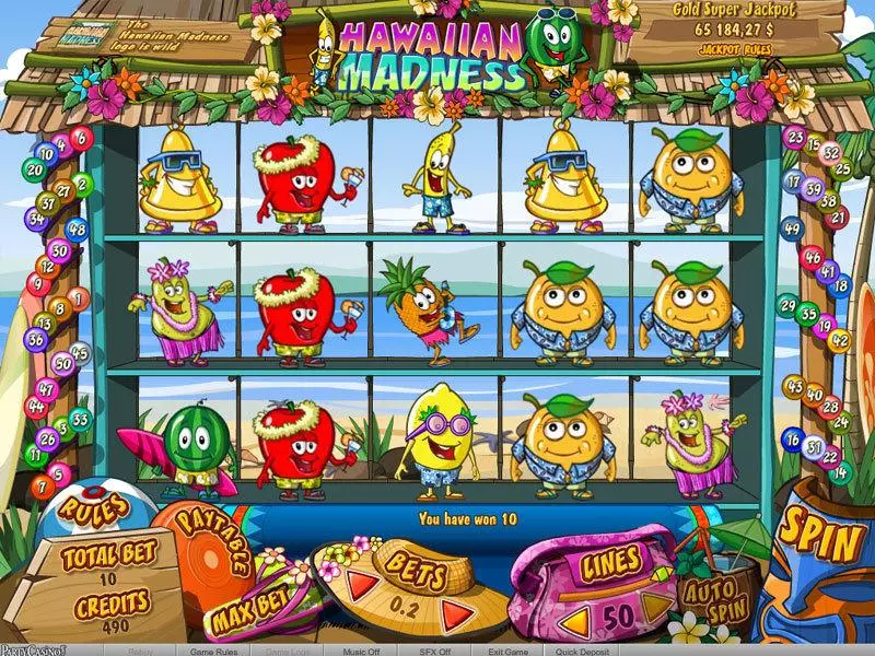 Hawaiian Madness Fun Slot Game made by bwin.party with 5 Reel and 50 Line