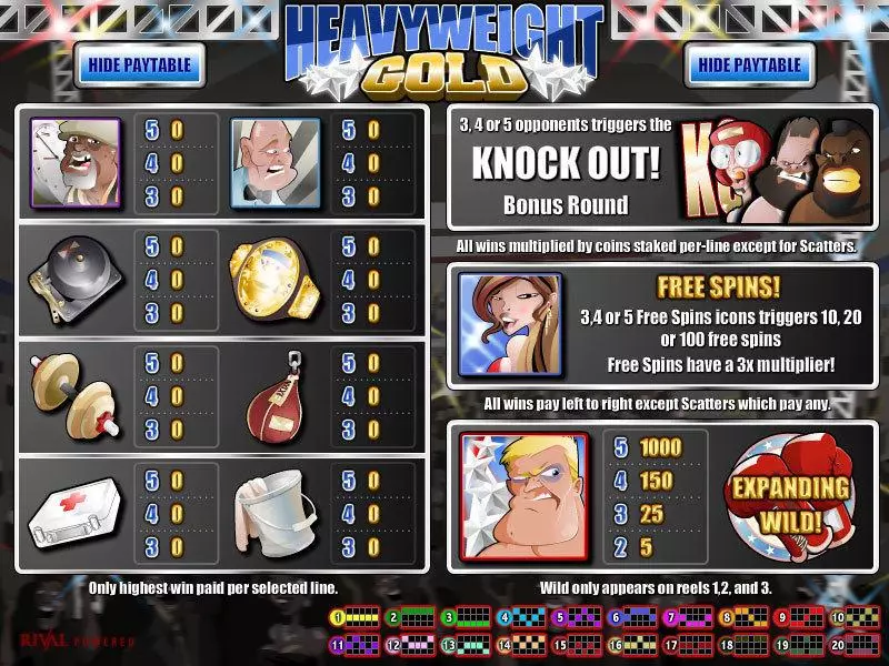 Heavyweight Gold Fun Slot Game made by Rival with 5 Reel and 20 Line
