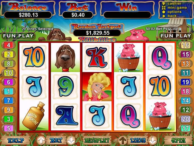 Hillbillies Fun Slot Game made by RTG with 5 Reel and 20 Line