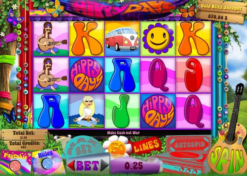 Hippy Days Fun Slot Game made by bwin.party with 5 Reel and 50 Line