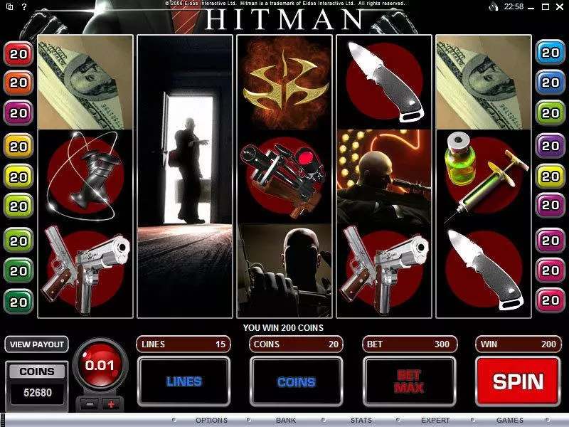 Hitman Fun Slot Game made by Microgaming with 5 Reel and 15 Line