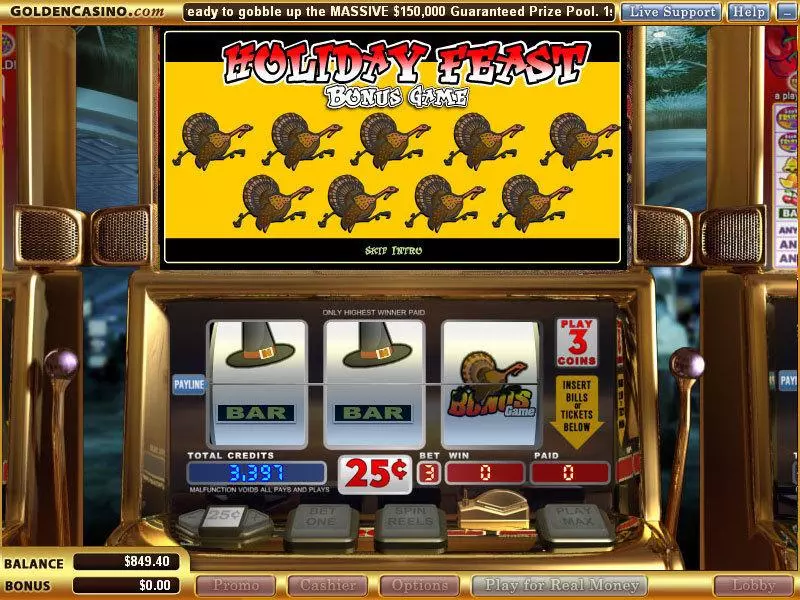 Holiday Feast Fun Slot Game made by Vegas Technology with 3 Reel and 1 Line