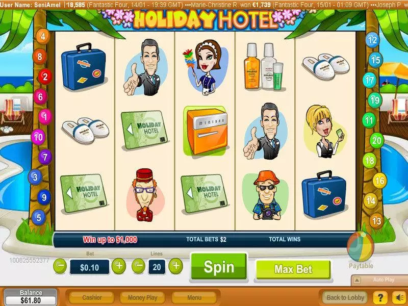 Holiday Hotel Fun Slot Game made by NeoGames with 5 Reel and 20 Line