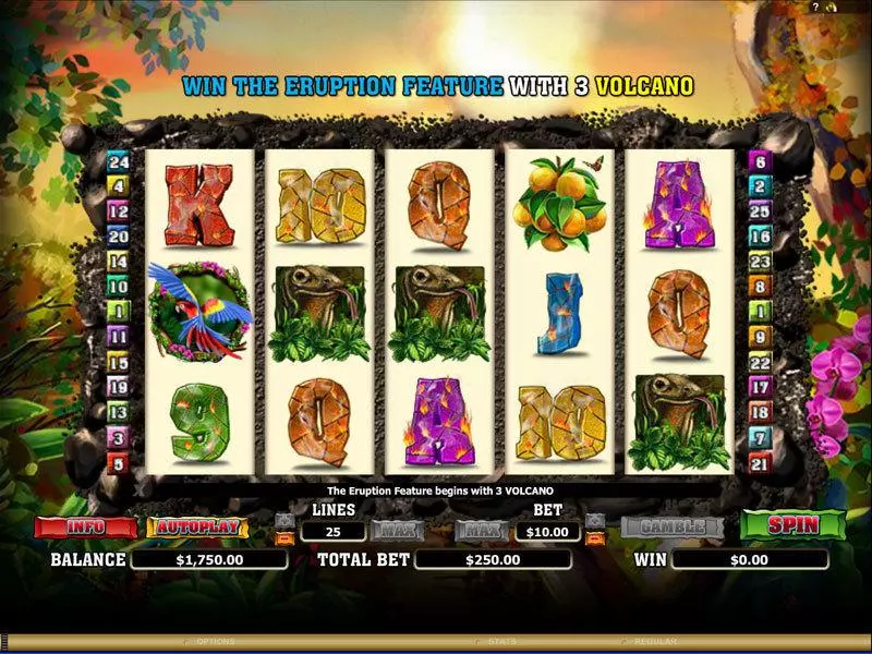Hot Hot Volcano Fun Slot Game made by NextGen Gaming with 5 Reel and 25 Line