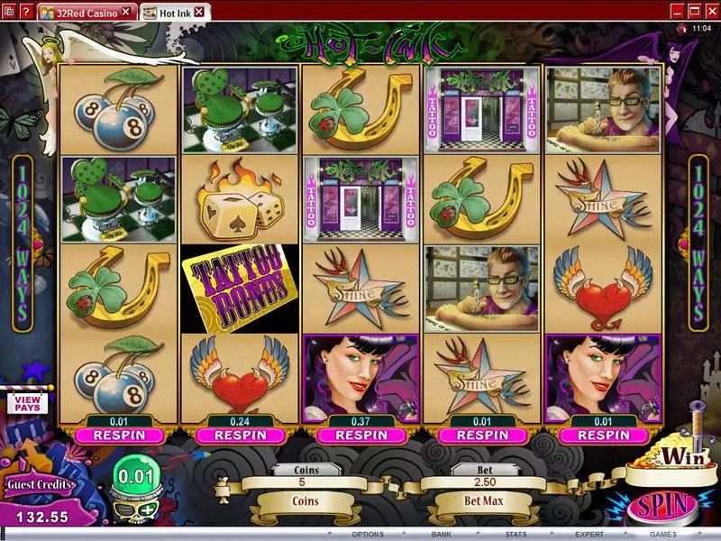 Hot Ink Fun Slot Game made by Microgaming with 5 Reel and 1024 Way