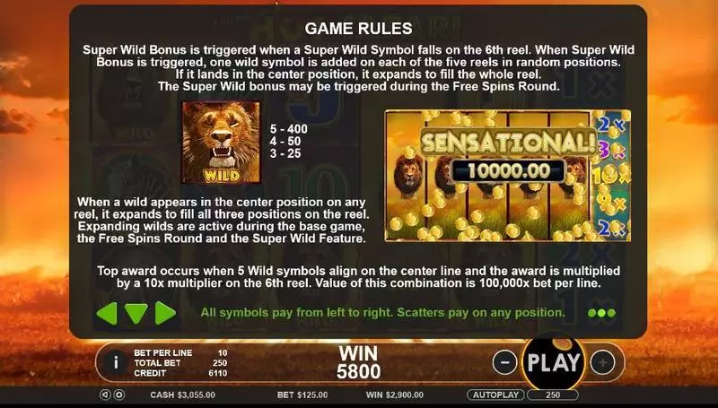 Hot Safari Fun Slot Game made by Topgame with 6 Reel and 25 Line