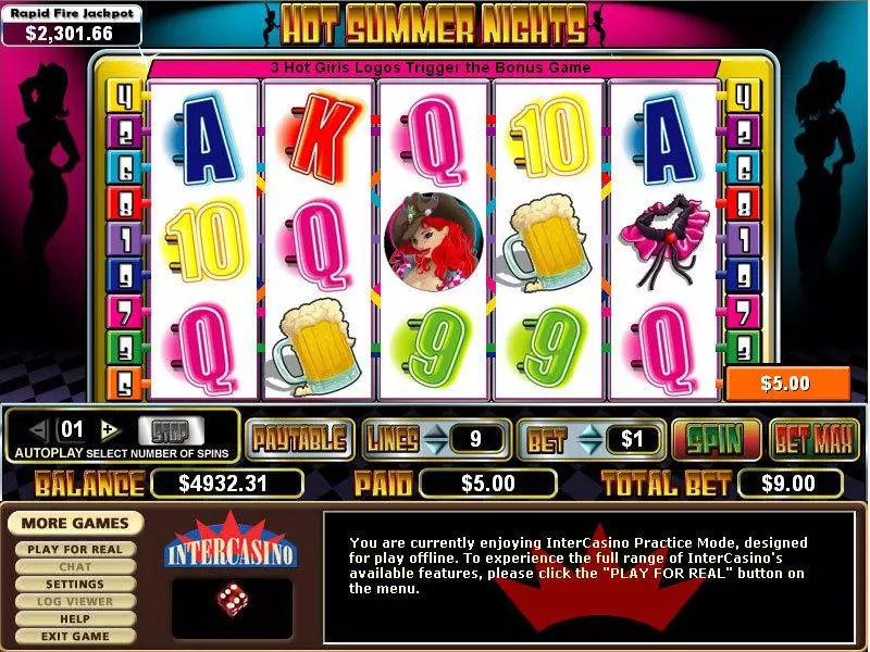 Hot Summer Nights Fun Slot Game made by CryptoLogic with 5 Reel and 9 Line