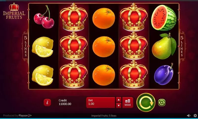 Imperial Fruits Fun Slot Game made by Playson with 5 Reel and 5 Line