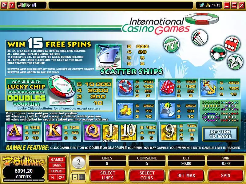 International Casino Games Fun Slot Game made by Microgaming with 5 Reel and 9 Line