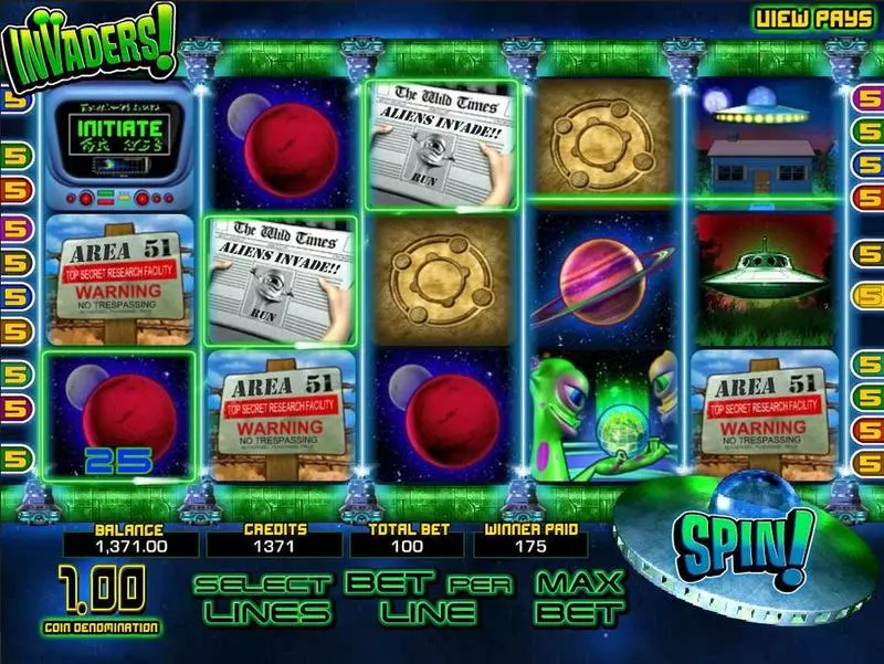 Invaders Fun Slot Game made by BetSoft with 5 Reel and 20 Line